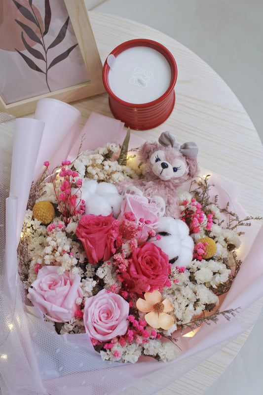 保鮮乾花系列-Shellie May粉紅玫瑰手抱50cm大花束