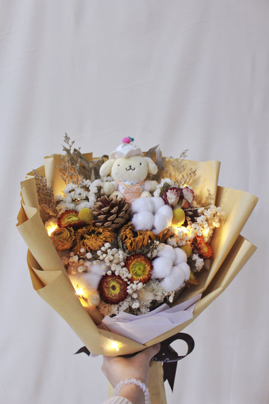 保鮮乾花系列-布甸狗向日葵橙色手抱50cm大花束