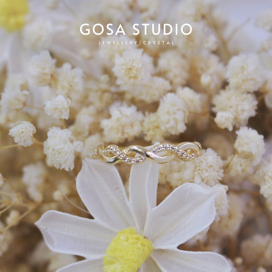 GR013 14K金 扭紋交叉戒指