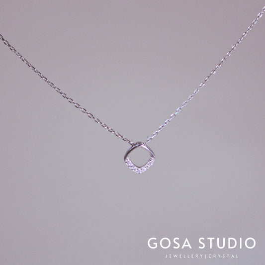 GN005 925純銀 方型小鑽項鍊