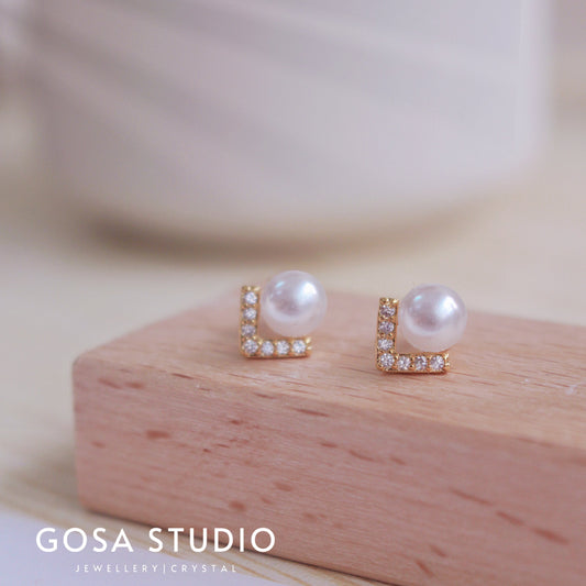 GE007 S925純銀 珍珠V型耳環