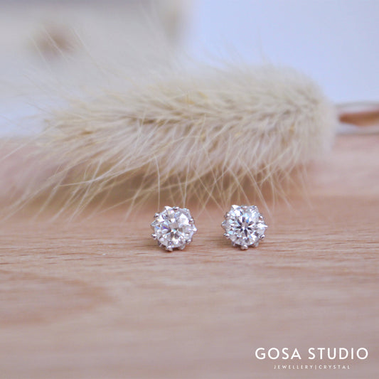 GE011 925純銀 莫桑鑽雪花耳釘耳環