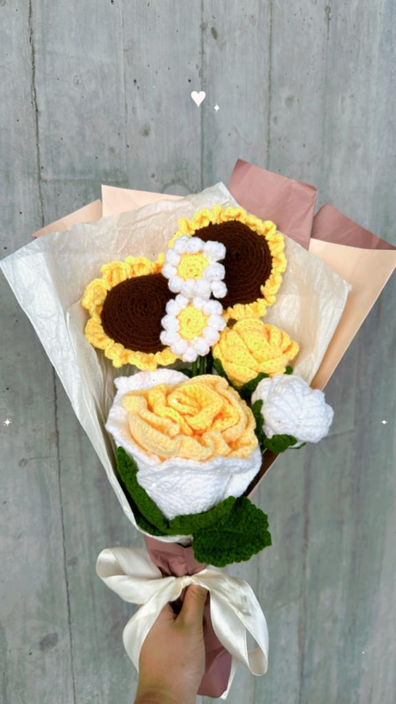 【Gobo x Beaming_Sunlight】本地全人手製作 - 向日葵花束 大玫瑰 (黃色)