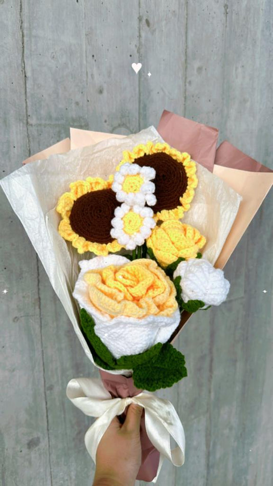 【Gobo x Beaming_Sunlight】本地全人手製作 - 向日葵花束 大玫瑰 (黃色)