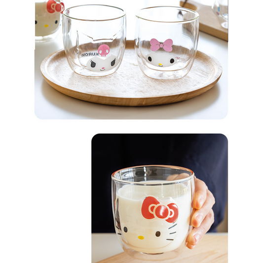 【見字飲啖水】Sanrio正貨手工雙層玻璃杯
