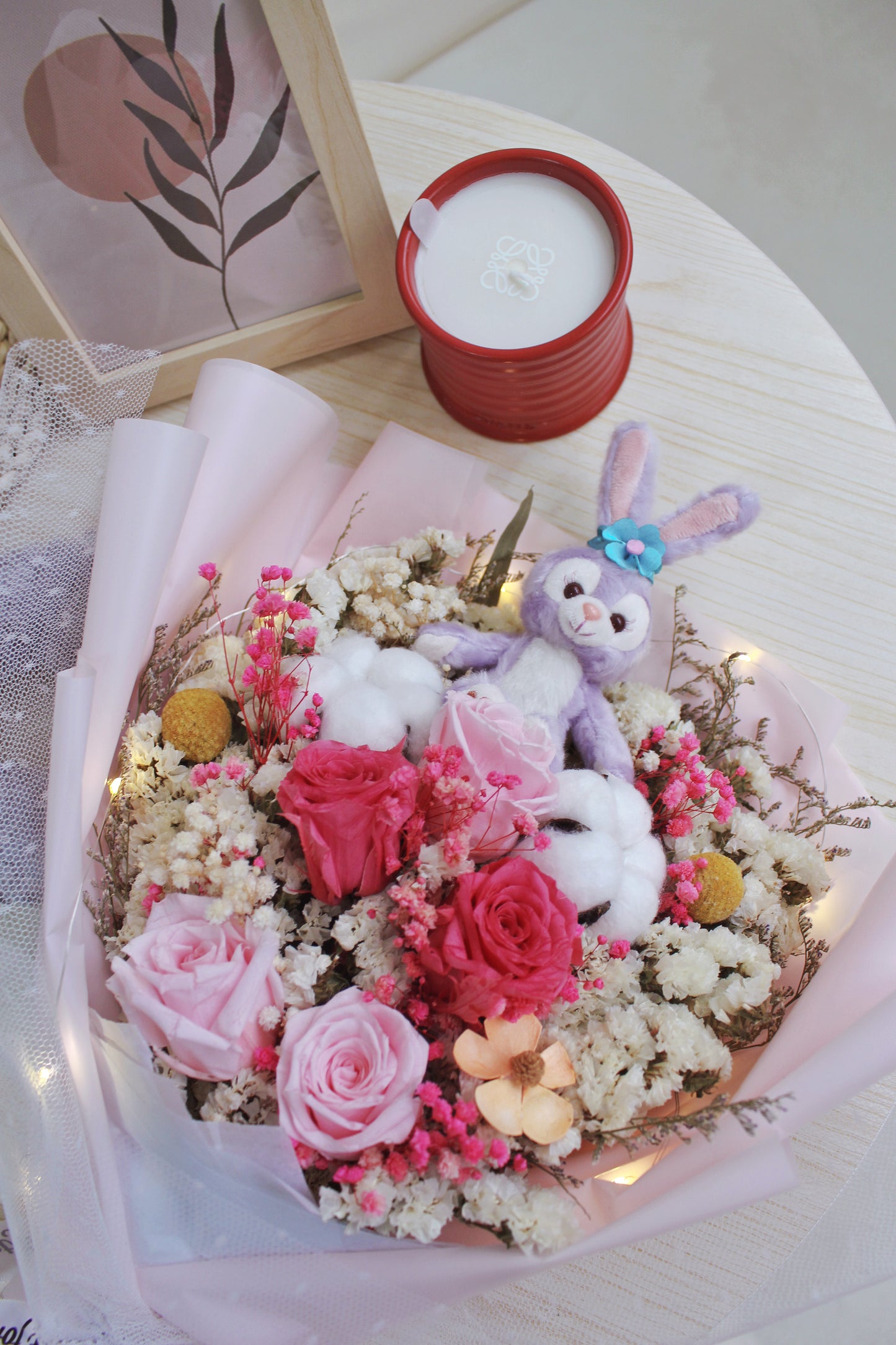 保鮮乾花系列－StellaLou粉紅玫瑰手抱50cm大花束