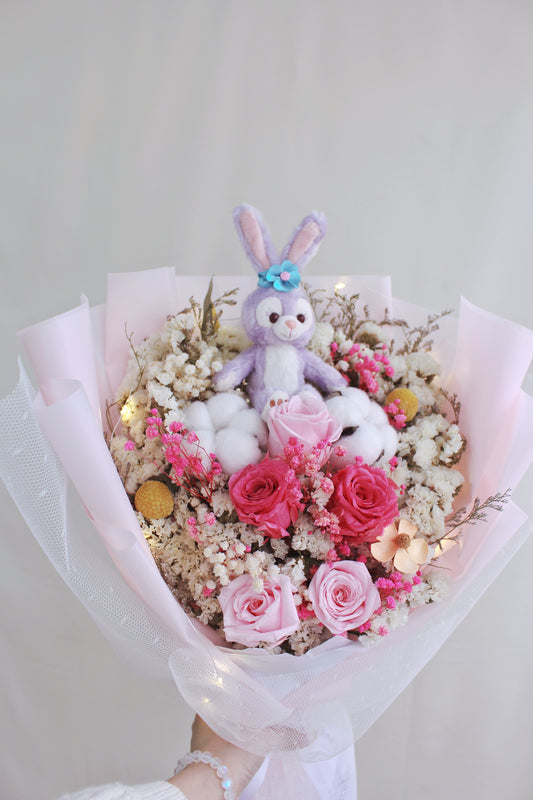 保鮮乾花系列-StellaLou粉紅玫瑰手抱50cm大花束