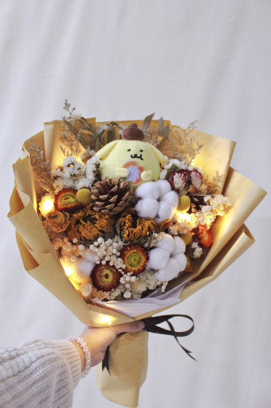 保鮮乾花系列-布甸狗向日葵橙色手抱50cm大花束