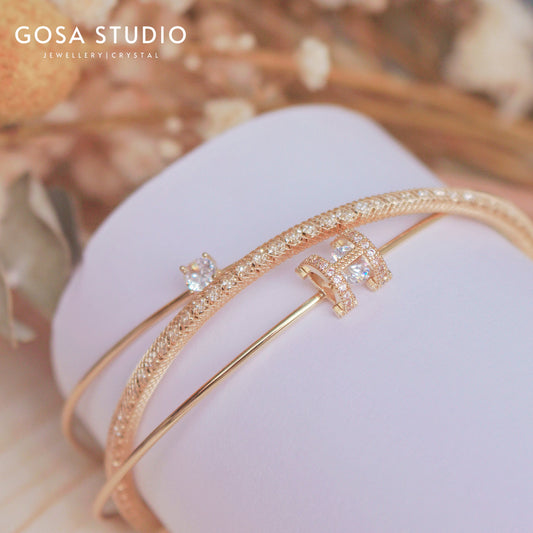 GB005 18K金 H字三層手鏈