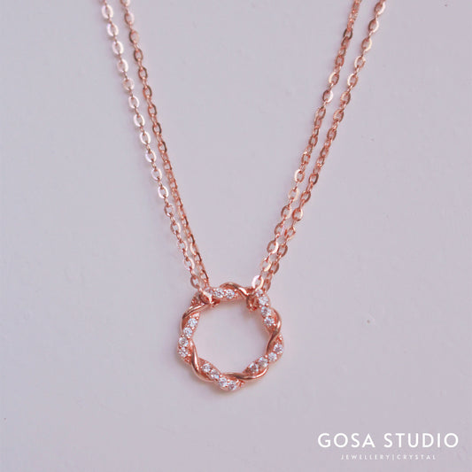 GN014 18K金 扭紋雙圈項鍊