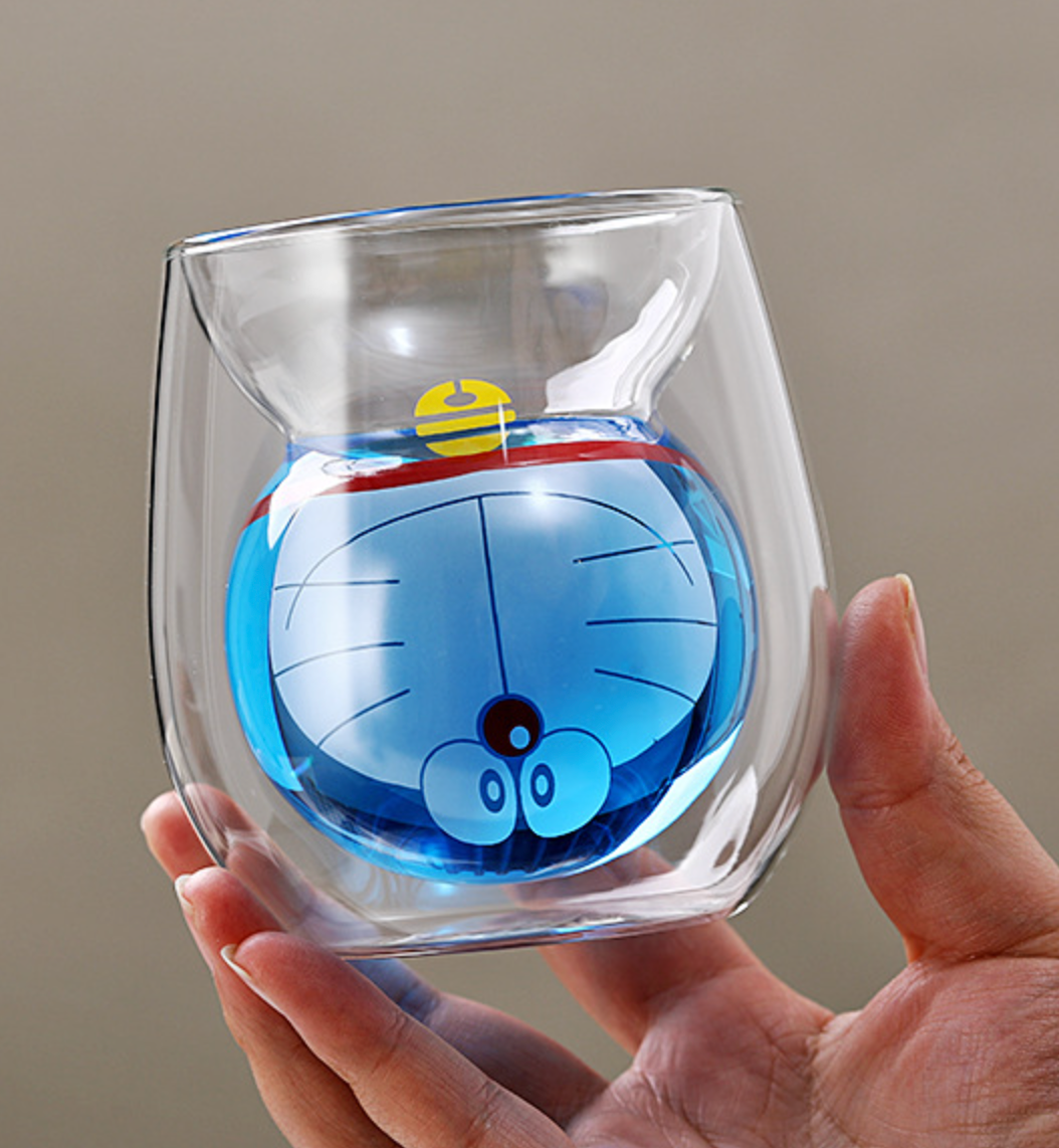 【多啦A夢】雙層透明玻璃杯｜冷熱兩用！平滑設計！
